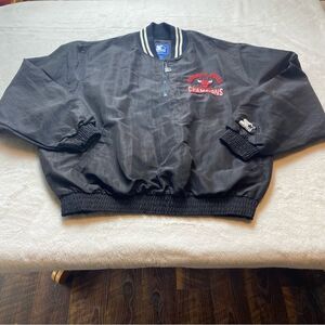 Starter Jacket Vintage Chicago Bulls Nylon 1/2 Zip Black Pullover Size XL